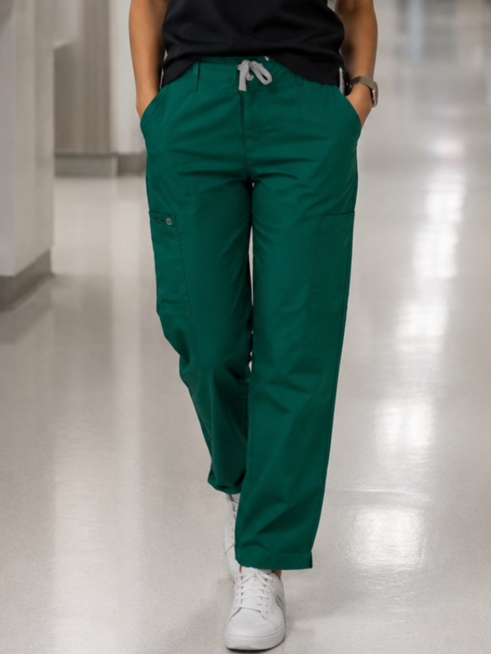 NWT WonderWink Elastic Waist Bootcut Scrub Pants Medical Hunt Green 2X Short